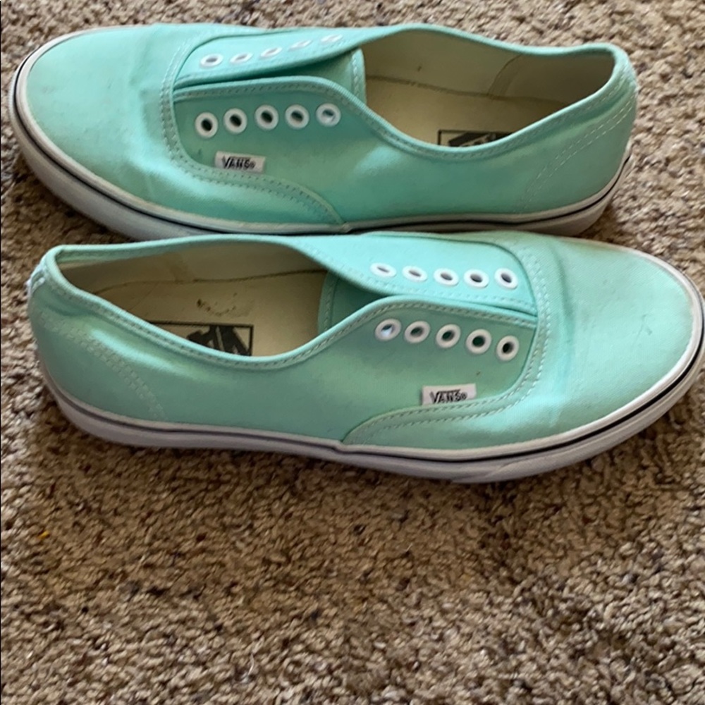 Vans slip ons, mint green worn once M7/W9